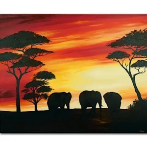 Olieverf schilderij landschap Afrikaanse Zon