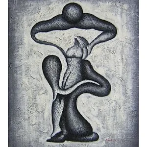 Olieverf schilderij zwart en wit
